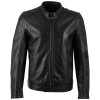 geacă de piele bărbați Mauritius MMTyron neagră slim fit stil biker
