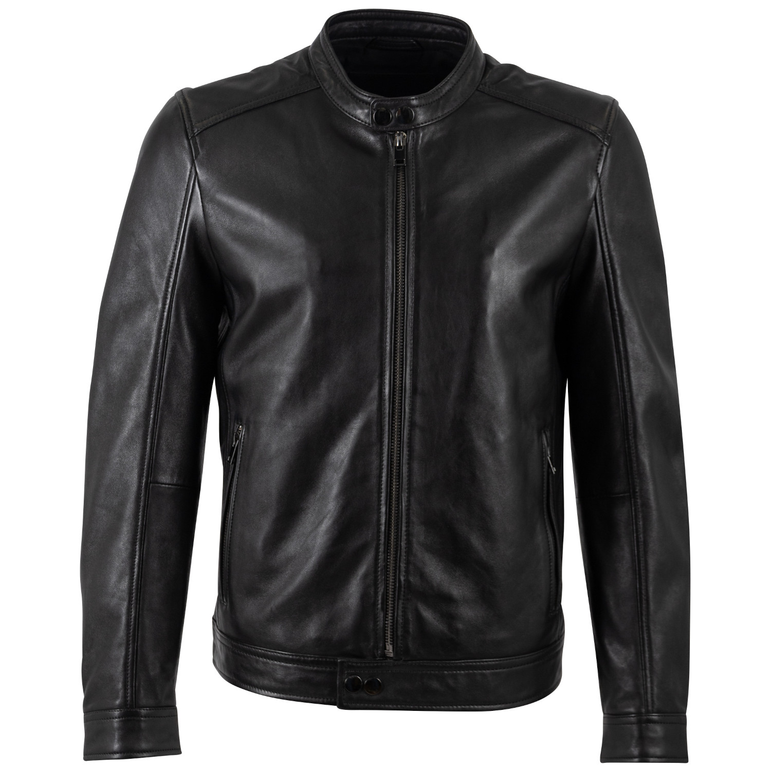 Mauritius MMTyron – geacă de piele naturală neagră Slim Fit biker geacă de piele bărbați Mauritius MMTyron neagră slim fit stil biker
