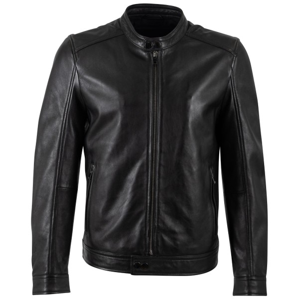 geacă de piele bărbați Mauritius MMTyron neagră slim fit stil biker — fotografia 1