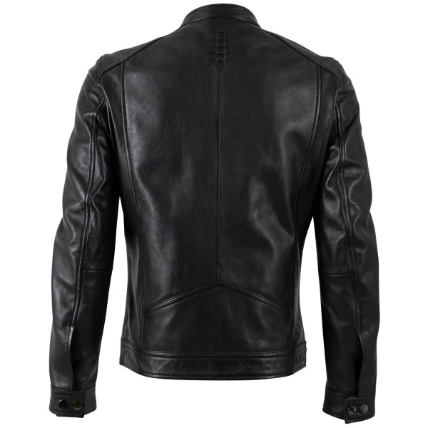 geacă de piele bărbați Mauritius MMTyron neagră slim fit stil biker — fotografia 2