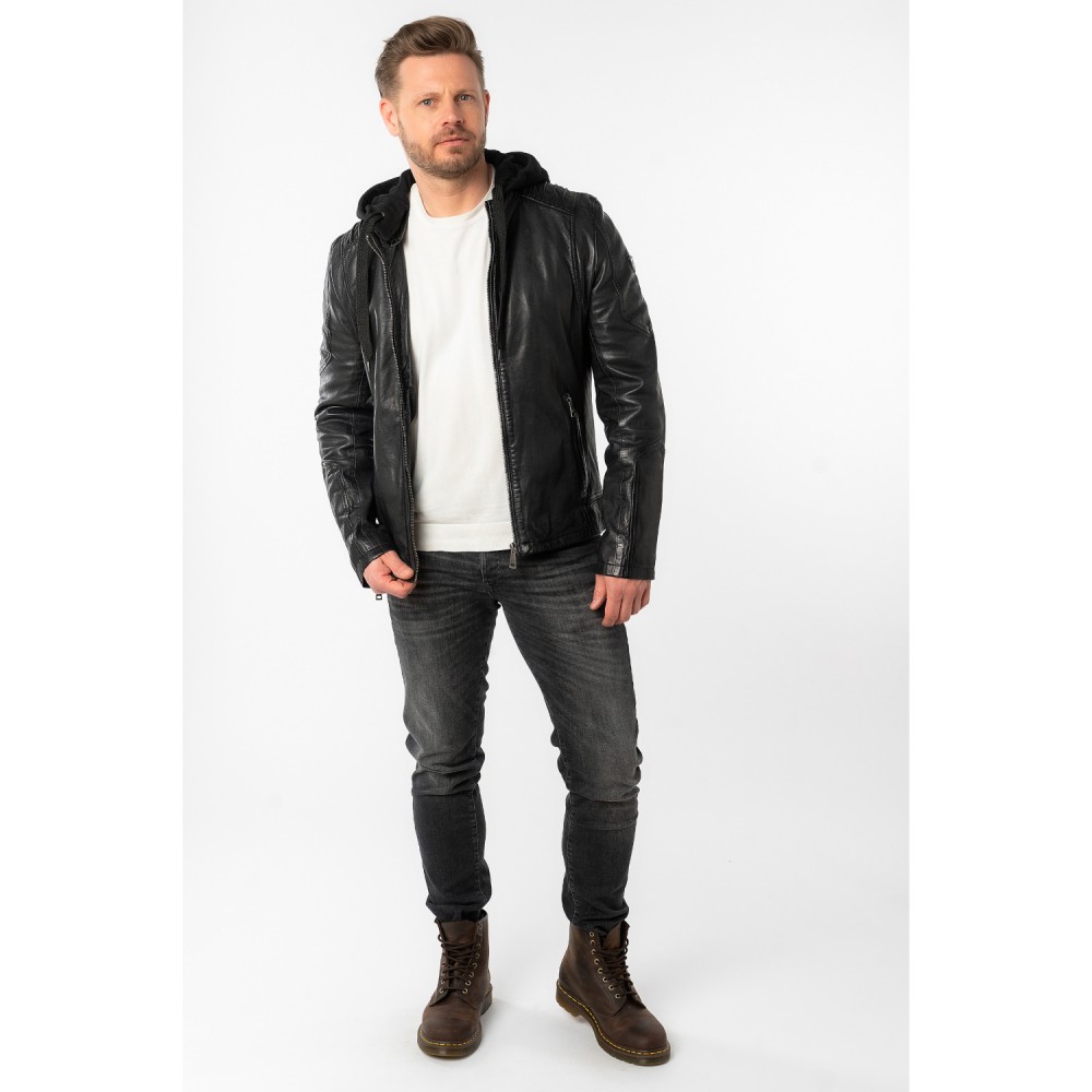 Geaca de Piele Barbati Mauritius Antracit Inchis MMUbaldo - readytowear