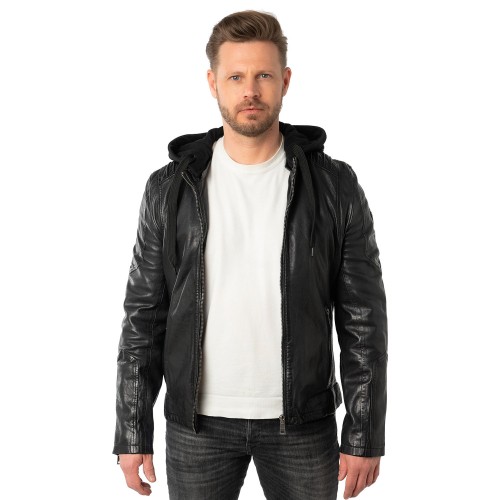 Geaca de Piele Barbati Mauritius Antracit Inchis MMUbaldo