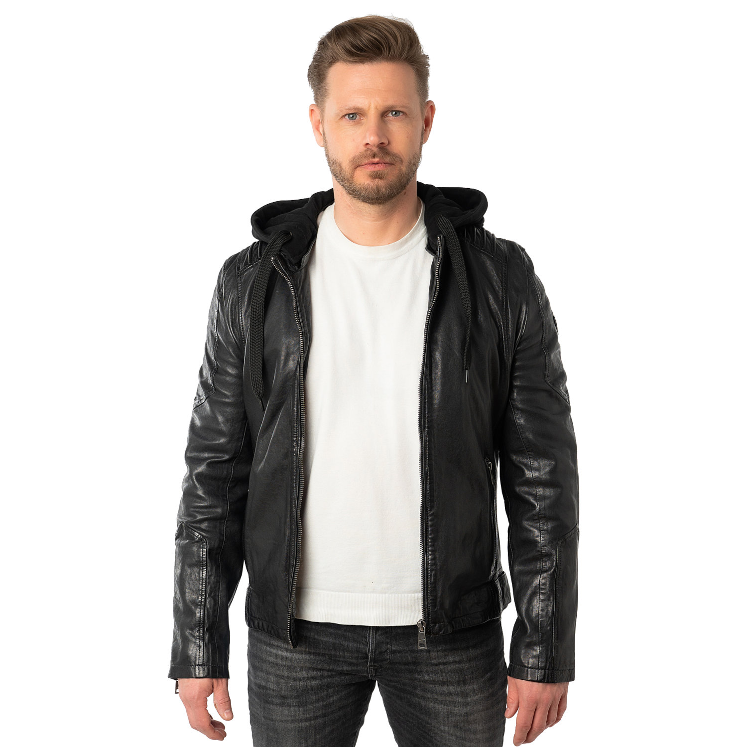 Geaca de Piele Barbati Mauritius Antracit Inchis MMUbaldo – Geci de Piele