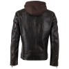 Geacă de piele bărbați Mauritius MMWanjo negru vintage cu glugă detașabilă, stil biker