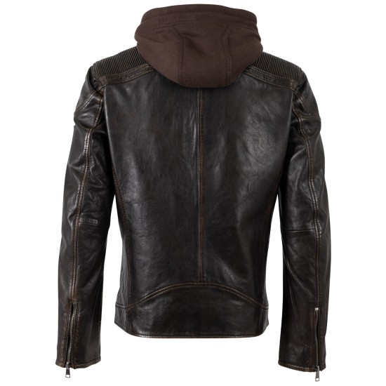 Geaca de Piele Barbati Mauritius Negru Vintage MMWanjo