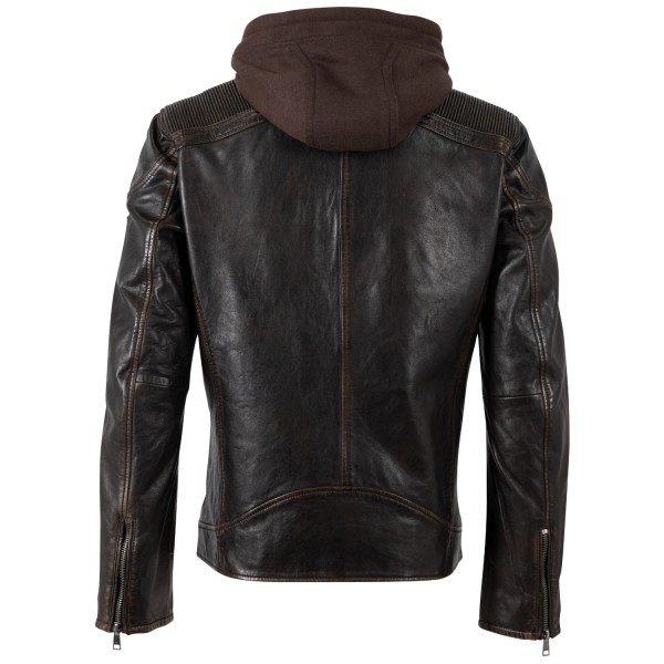 Geaca de Piele Barbati Mauritius Negru Vintage MMWanjo