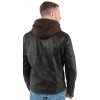 Geacă de piele bărbați Mauritius MMWanjo negru vintage cu glugă detașabilă, stil biker
