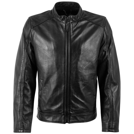 Geaca de Piele Barbati Mauritius Silver Neagra MSMDablo