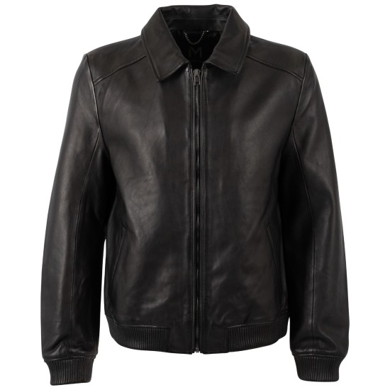 Geaca de Piele Barbati Mauritius Silver Neagra MSMGyan