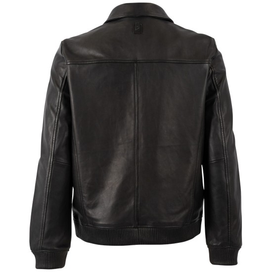 Geaca de Piele Barbati Mauritius Silver Neagra MSMGyan