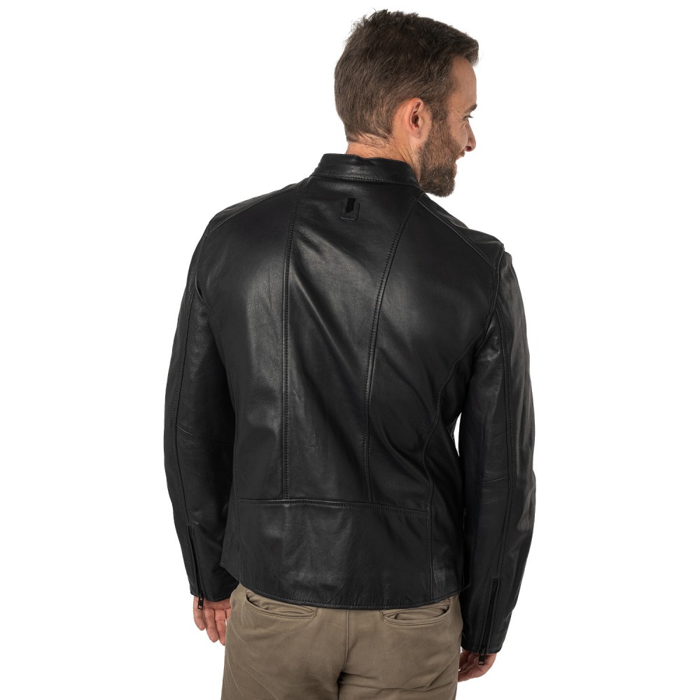 Geaca de Piele Barbati Mauritius Silver Bleumarin Inchis MSMKovin