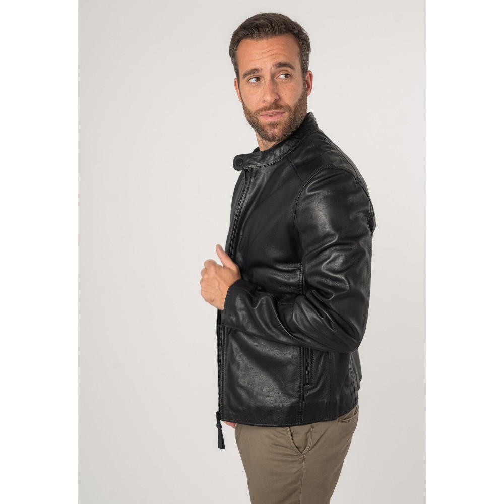 Geaca de Piele Barbati Mauritius Silver Bleumarin Inchis MSMKovin - readytowear