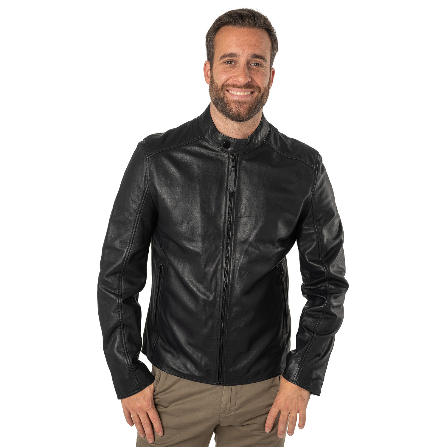 Geaca de Piele Barbati Mauritius Silver Bleumarin Inchis MSMKovin – Geci de Piele