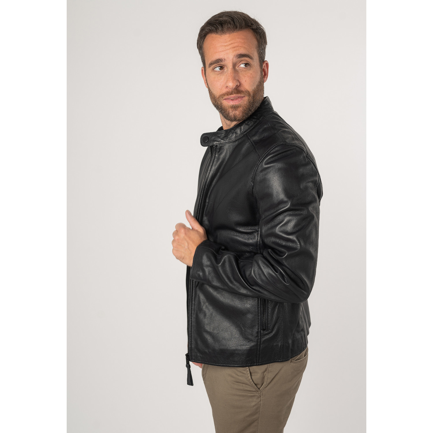 Geaca de Piele Barbati Mauritius Silver Bleumarin Inchis MSMKovin – Geci de Piele