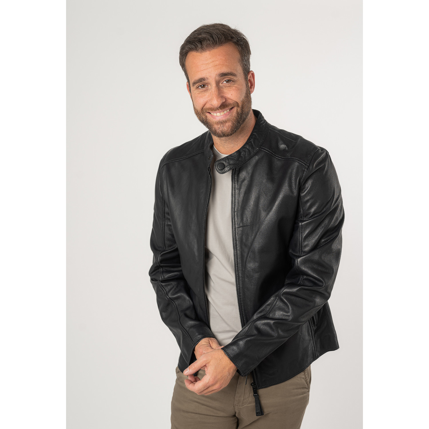 Geaca de Piele Barbati Mauritius Silver Bleumarin Inchis MSMKovin – Geci de Piele