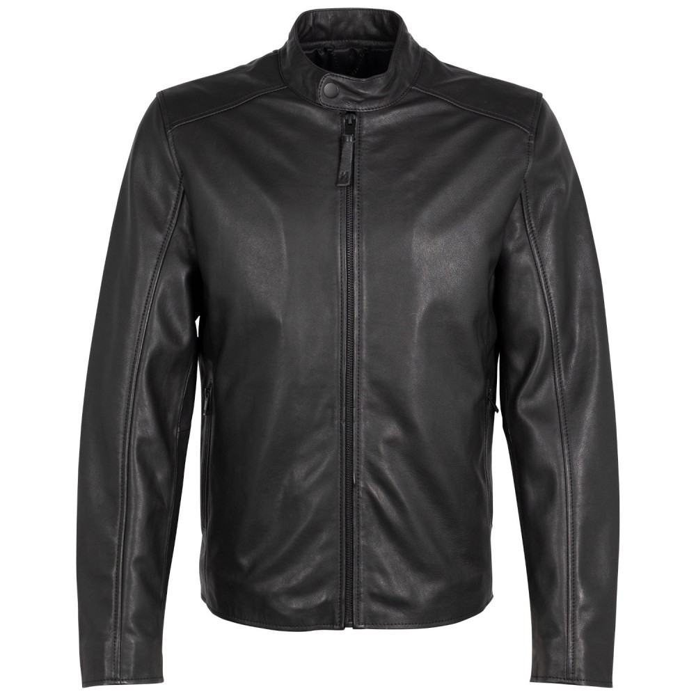 Geaca de Piele Barbati Mauritius Silver Neagra MSMKovin - readytowear