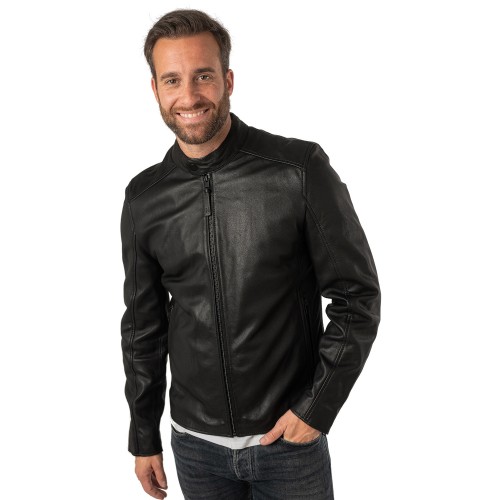 Geaca de Piele Barbati Mauritius Silver Neagra MSMKovin