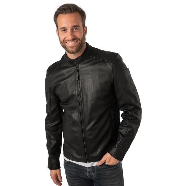 Geaca de Piele Barbati Mauritius Silver Neagra MSMKovin