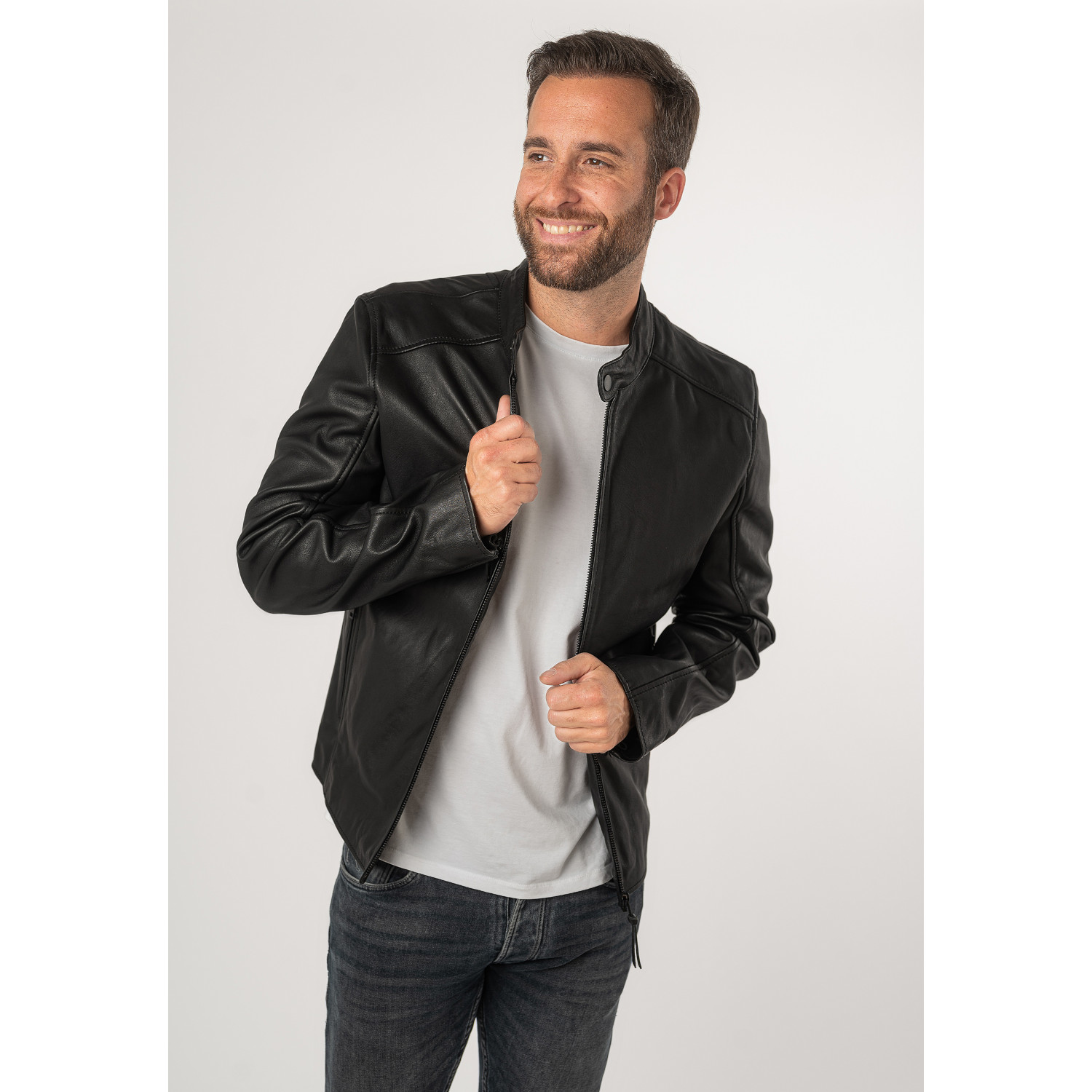 Geaca de Piele Barbati Mauritius Silver Neagra MSMKovin – Geci de Piele