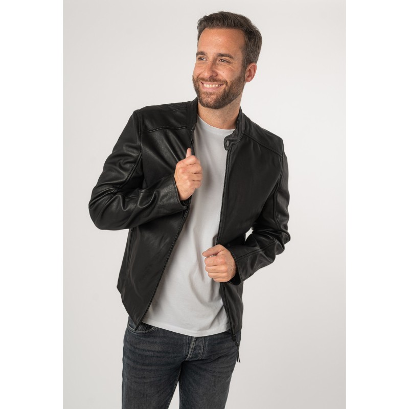 Geaca de Piele Barbati Mauritius Silver Neagra MSMKovin – Geci de Piele