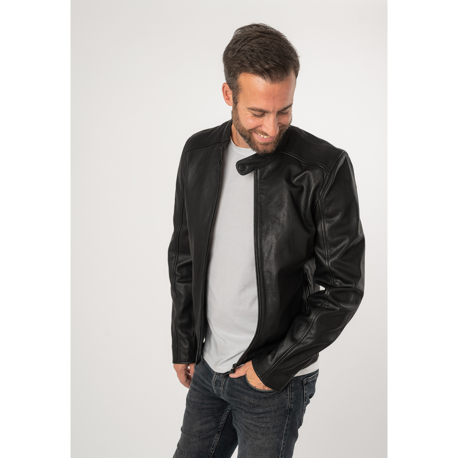 Geaca de Piele Barbati Mauritius Silver Neagra MSMKovin – Geci de Piele