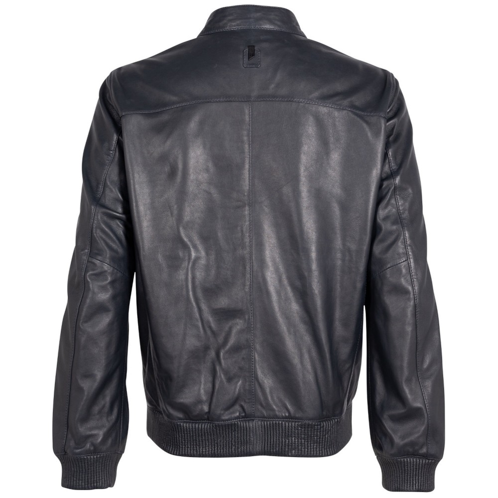Geaca de Piele Barbati Mauritius Silver Bleumarin Inchis MSMLucano - readytowear