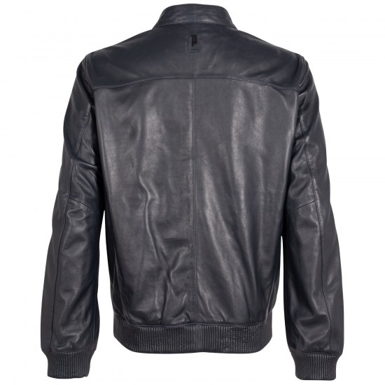 Geaca de Piele Barbati Mauritius Silver Bleumarin Inchis MSMLucano