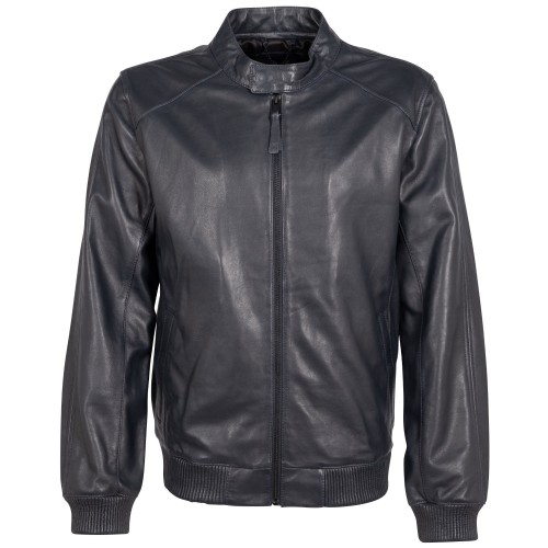 Geaca de Piele Barbati Mauritius Silver Bleumarin Inchis MSMLucano