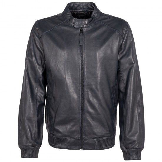 Geaca de Piele Barbati Mauritius Silver Bleumarin Inchis MSMLucano