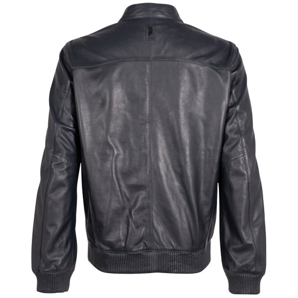 Geaca de Piele Barbati Mauritius Silver Bleumarin Inchis MSMLucano