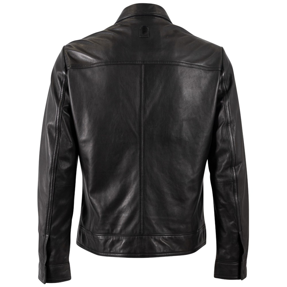 Geaca de Piele Barbati Mauritius Silver Neagra MSMPaako