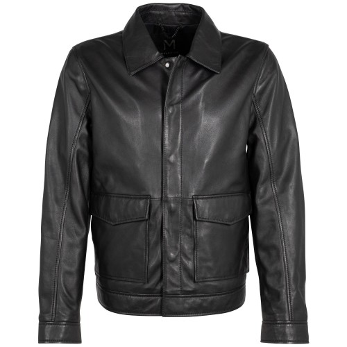 Geaca de Piele Barbati Mauritius Silver Neagra MSMParvis