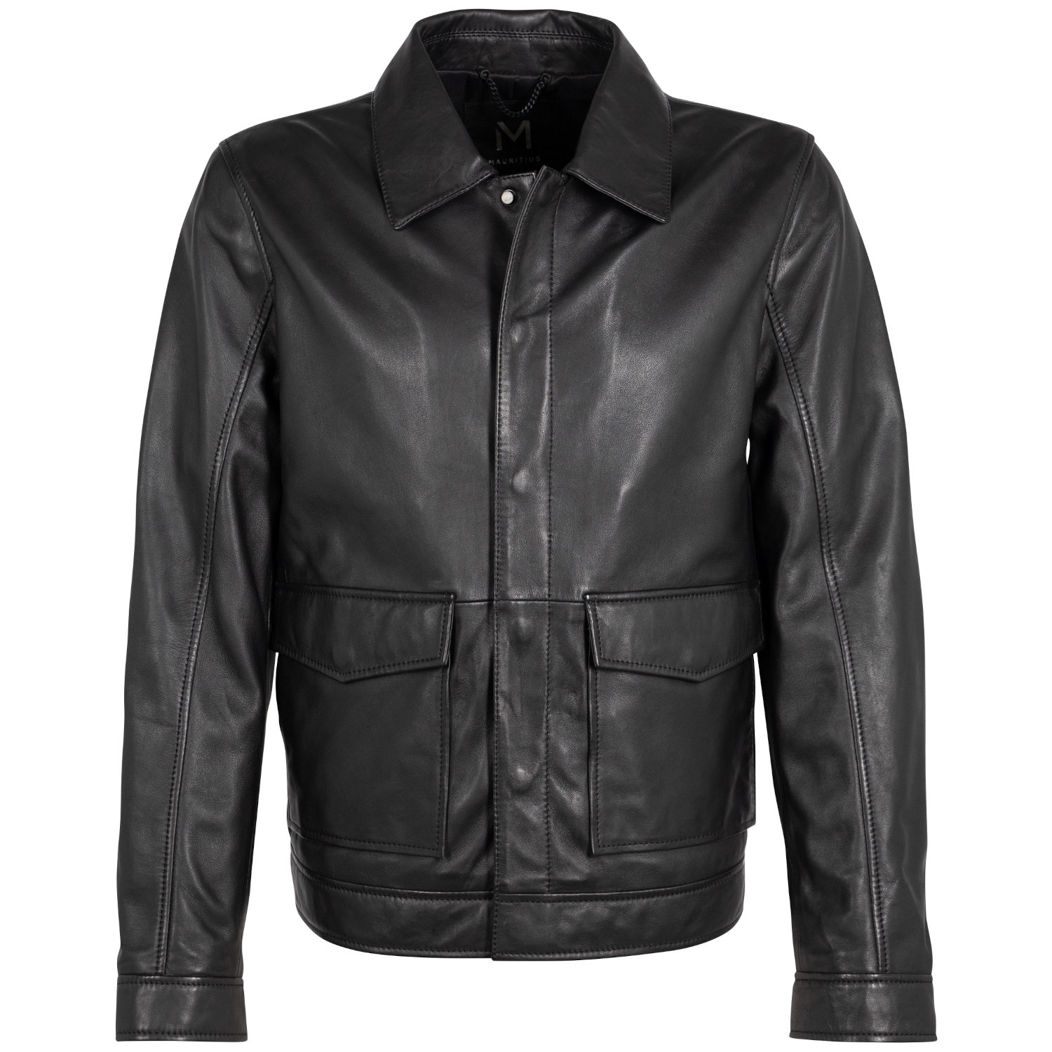 geaca de piele naturala barbati mauritius silver neagra model msmparvis