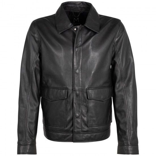 Geaca de Piele Barbati Mauritius Silver Neagra MSMParvis