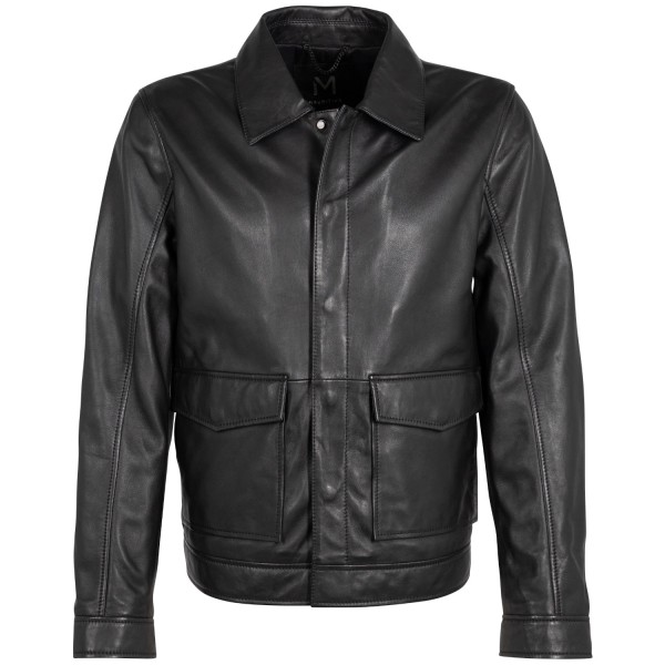 Geaca de Piele Barbati Mauritius Silver Neagra MSMParvis