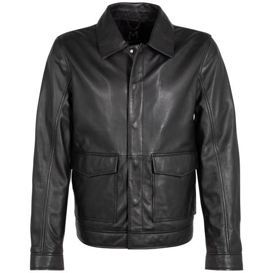 Geaca de Piele Barbati Mauritius Silver Neagra MSMParvis