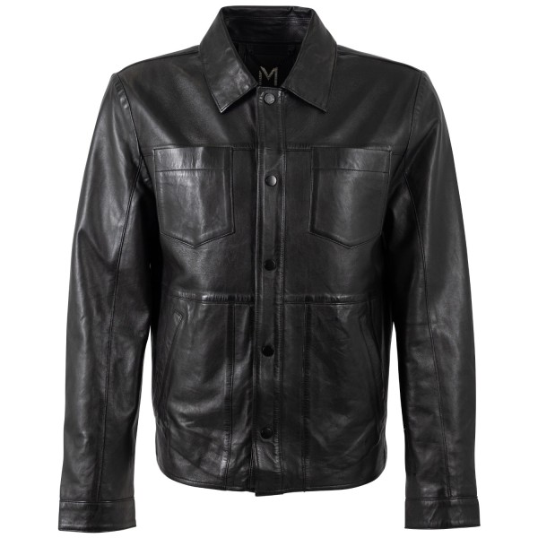 Geaca de Piele Barbati Mauritius Silver Neagra MSMPevek