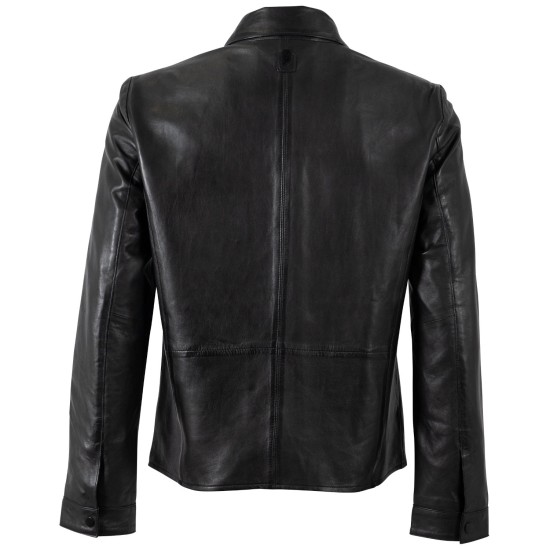 Geaca de Piele Barbati Mauritius Silver Neagra MSMPevek