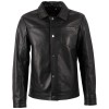 Mauritius Silver MSMRajan - Geacă de Piele Bărbați Neagră Regular Fit, Stil Overshirt Modern Geacă de Piele Bărbați Mauritius Silver Neagră MSMRajan Tip Overshirt