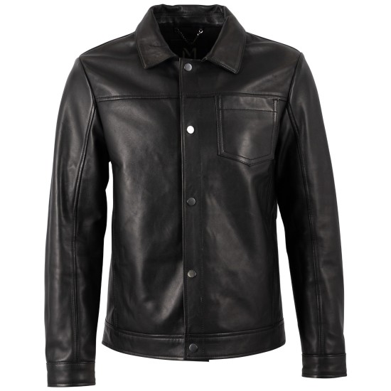 Geaca de Piele Barbati Mauritius Silver Neagra MSMRajan