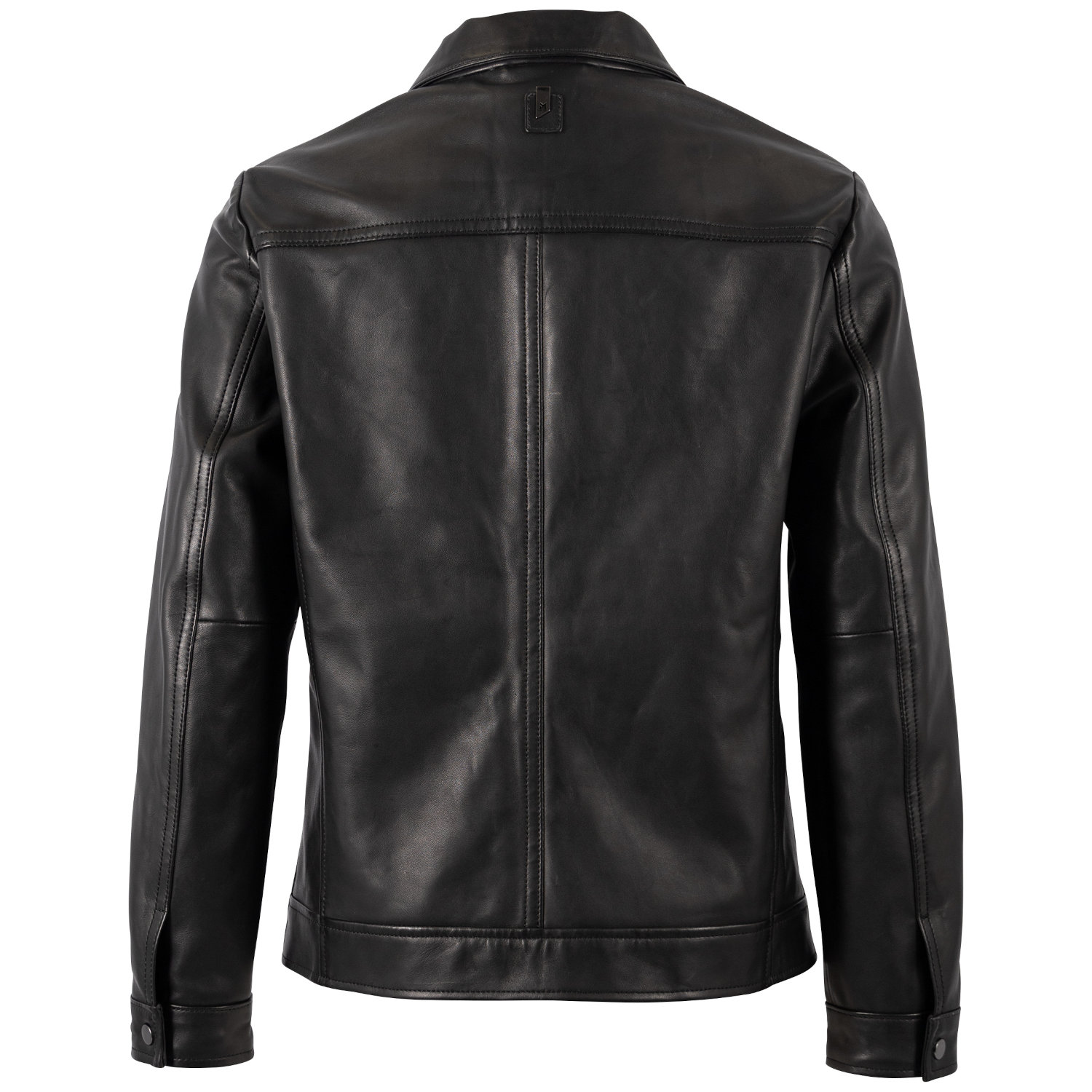 Mauritius Silver MSMRajan - Geacă de Piele Bărbați Neagră Regular Fit, Stil Overshirt Modern Geacă de Piele Bărbați Mauritius Silver Neagră MSMRajan Tip Overshirt
