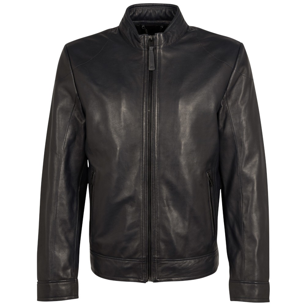 Geaca de Piele Barbati Mauritius Silver Bleumarin Inchis MSMTaavi - readytowear