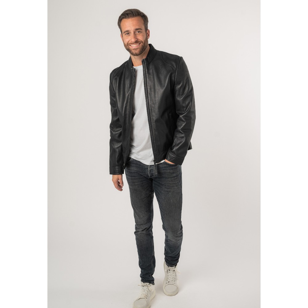 Geaca de Piele Barbati Mauritius Silver Bleumarin Inchis MSMTaavi - readytowear