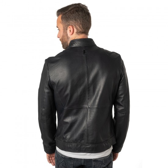 Geaca de Piele Barbati Mauritius Silver Bleumarin Inchis MSMTaavi