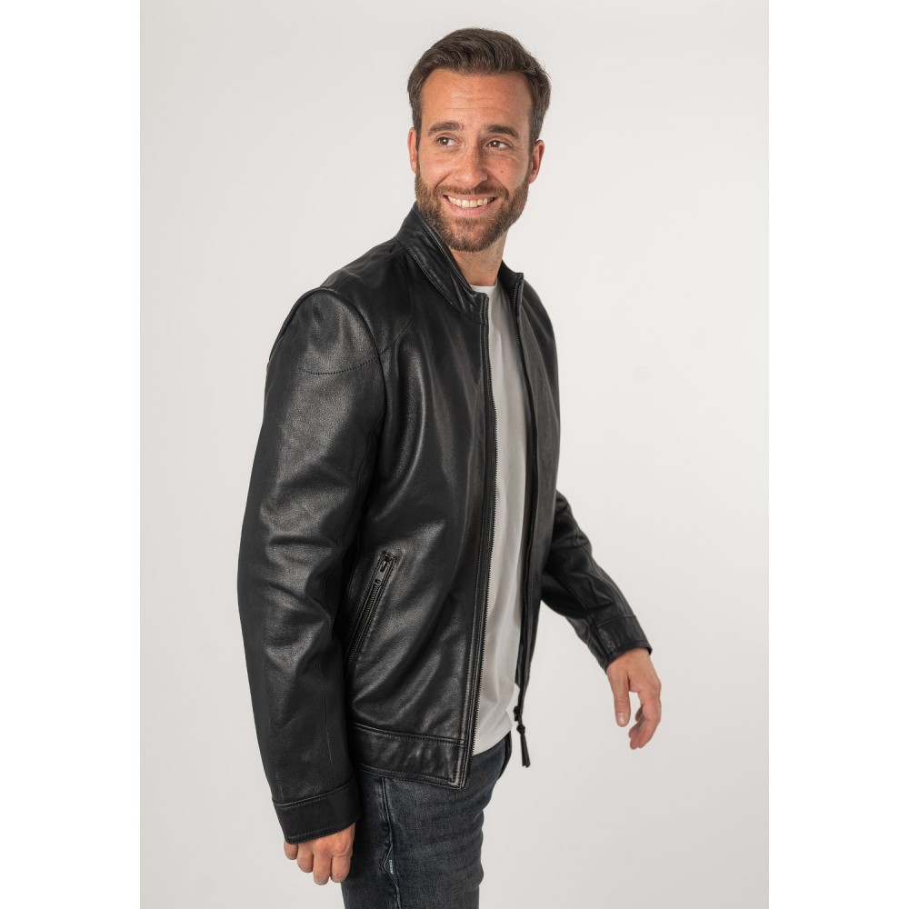 Geaca de Piele Barbati Mauritius Silver Bleumarin Inchis MSMTaavi - readytowear