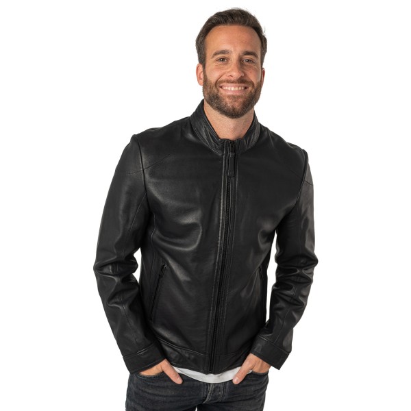 Geaca de Piele Barbati Mauritius Silver Bleumarin Inchis MSMTaavi