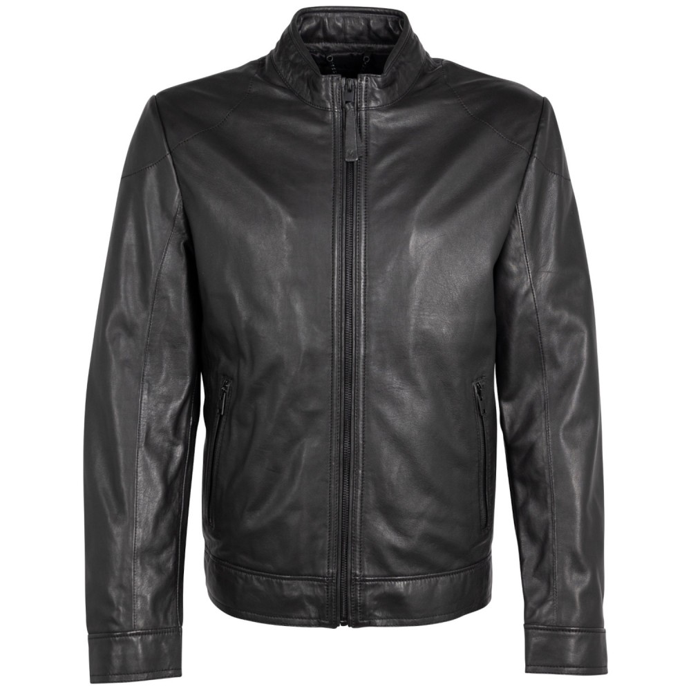 Geaca de Piele Barbati Mauritius Silver Neagra MSMTaavi - readytowear