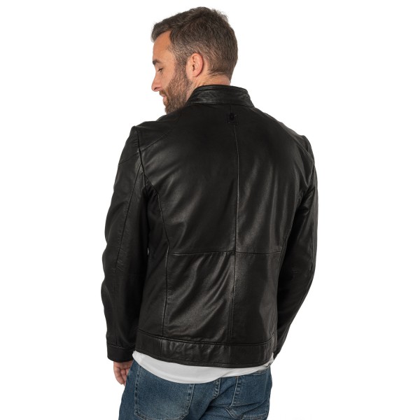 Geaca de Piele Barbati Mauritius Silver Neagra MSMTaavi