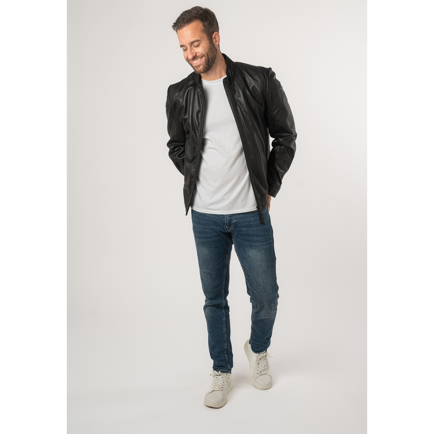 Geaca de Piele Barbati Mauritius Silver Neagra MSMTaavi – Geci de Piele