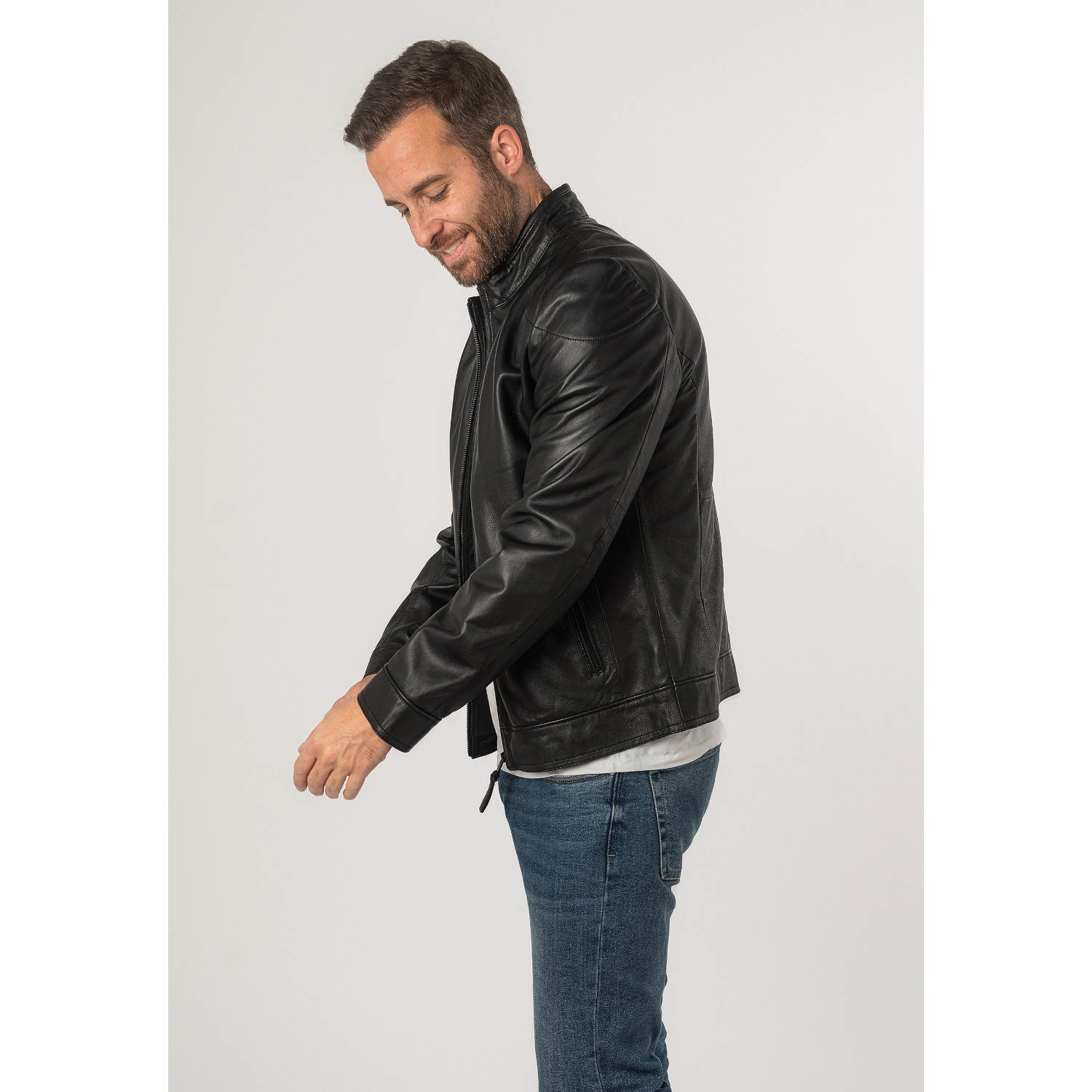 Geaca de Piele Barbati Mauritius Silver Neagra MSMTaavi – Geci de Piele